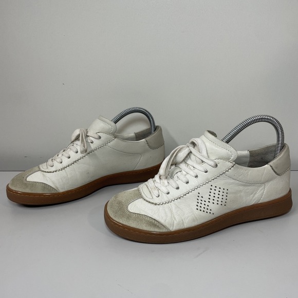 Koio Italy Size 37 White Leather Sneakers Suede Toe Casual Quiet‎ Luxury